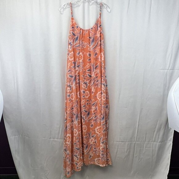 Pink Lady Womens Orange/Multi Floral Print Asymmetrical Hem Maxi Dress Size S - Picture 1 of 11